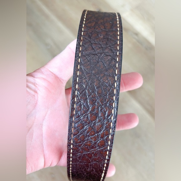 Vtg Tony Lama Dark Chocolate Brown Bull-hide Leather Western Belt Size 38 - Picture 3 of 9